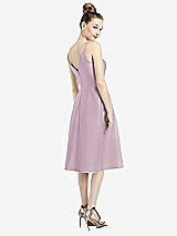 Rear View Thumbnail - Suede Rose Draped Faux Wrap Cocktail Dress with Pockets