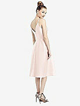 Rear View Thumbnail - Blush Draped Faux Wrap Cocktail Dress with Pockets