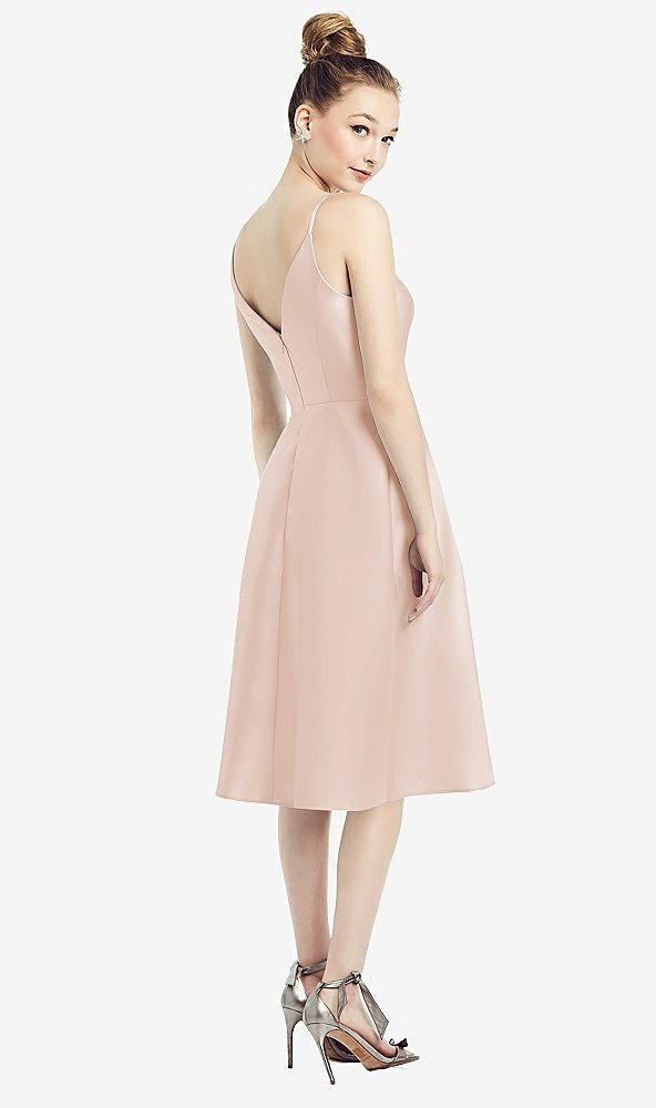 Back View - Cameo Draped Faux Wrap Cocktail Dress with Pockets