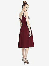 Rear View Thumbnail - Cabernet Draped Faux Wrap Cocktail Dress with Pockets