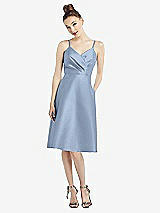 Front View Thumbnail - Cloudy Draped Faux Wrap Cocktail Dress with Pockets