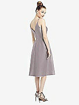 Rear View Thumbnail - Cashmere Gray Draped Faux Wrap Cocktail Dress with Pockets