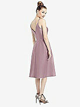 Rear View Thumbnail - Dusty Rose Draped Faux Wrap Cocktail Dress with Pockets