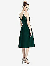 Rear View Thumbnail - Evergreen Draped Faux Wrap Cocktail Dress with Pockets