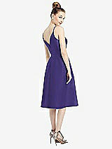 Rear View Thumbnail - Grape Draped Faux Wrap Cocktail Dress with Pockets