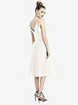 Rear View Thumbnail - Ivory Draped Faux Wrap Cocktail Dress with Pockets