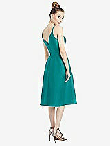 Rear View Thumbnail - Jade Draped Faux Wrap Cocktail Dress with Pockets