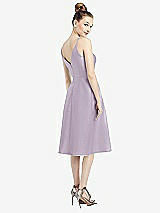 Rear View Thumbnail - Lilac Haze Draped Faux Wrap Cocktail Dress with Pockets