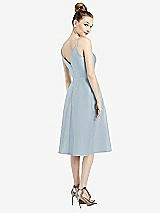 Rear View Thumbnail - Mist Draped Faux Wrap Cocktail Dress with Pockets