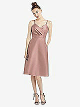 Front View Thumbnail - Neu Nude Draped Faux Wrap Cocktail Dress with Pockets