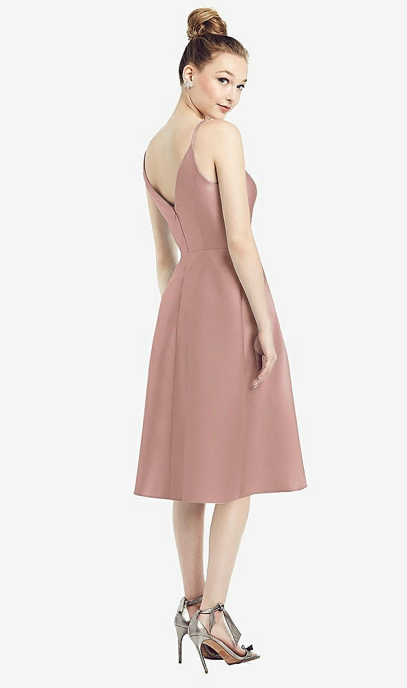 Back View - Neu Nude Draped Faux Wrap Cocktail Dress with Pockets