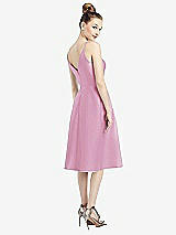 Rear View Thumbnail - Powder Pink Draped Faux Wrap Cocktail Dress with Pockets