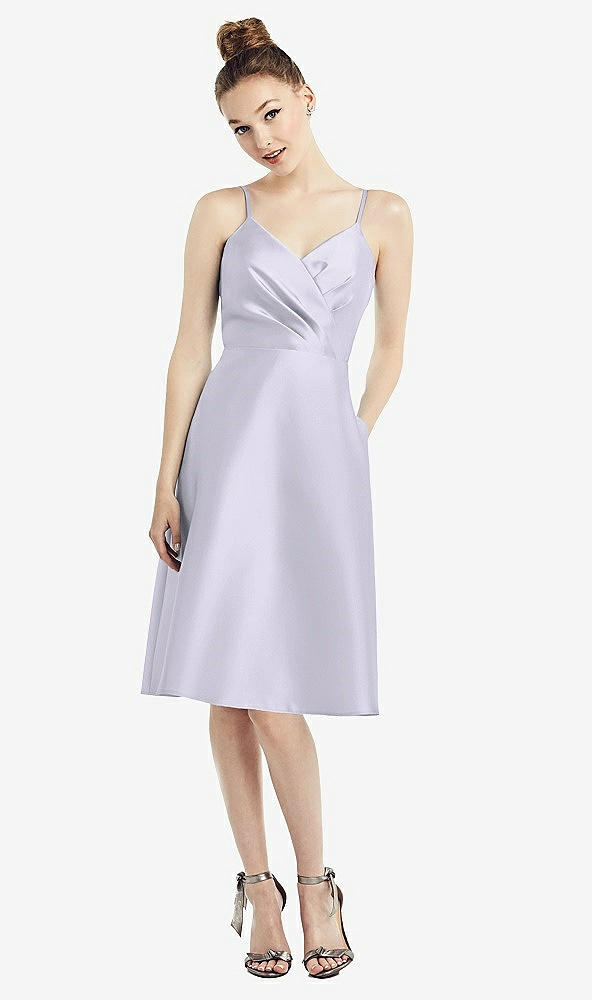 Front View - Silver Dove Draped Faux Wrap Cocktail Dress with Pockets