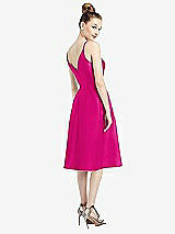 Rear View Thumbnail - Think Pink Draped Faux Wrap Cocktail Dress with Pockets