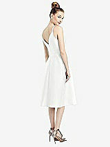 Rear View Thumbnail - White Draped Faux Wrap Cocktail Dress with Pockets