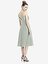 Rear View Thumbnail - Willow Green Draped Faux Wrap Cocktail Dress with Pockets