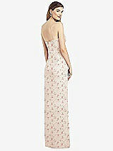 Rear View Thumbnail - Coquette Floral Print Spaghetti Strap Draped Skirt Gown with Front Slit