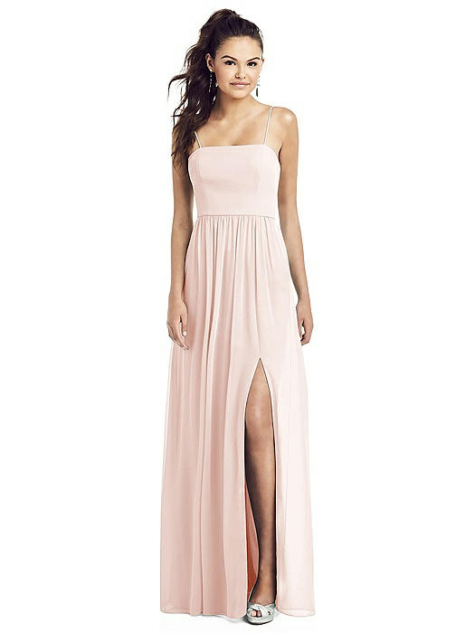 Slim Spaghetti Strap Chiffon Dress with Front Slit 