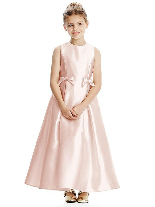 Princess Line Satin Twill Flower Girl Dress with Bows