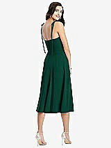 Rear View Thumbnail - Hunter Green Bustier Crepe Midi Dress with Adjustable Bow Straps