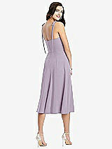 Rear View Thumbnail - Lilac Haze Bustier Crepe Midi Dress with Adjustable Bow Straps