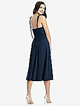 Rear View Thumbnail - Midnight Navy Bustier Crepe Midi Dress with Adjustable Bow Straps