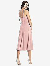 Rear View Thumbnail - Rose Bustier Crepe Midi Dress with Adjustable Bow Straps