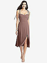 Front View Thumbnail - Sienna Bustier Crepe Midi Dress with Adjustable Bow Straps