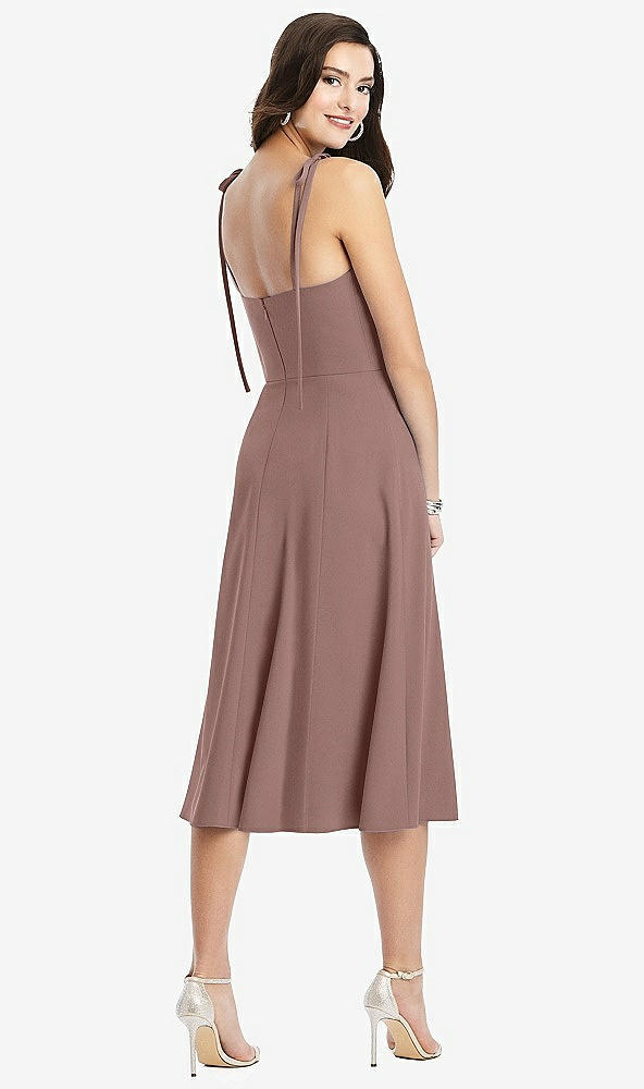 Back View - Sienna Bustier Crepe Midi Dress with Adjustable Bow Straps