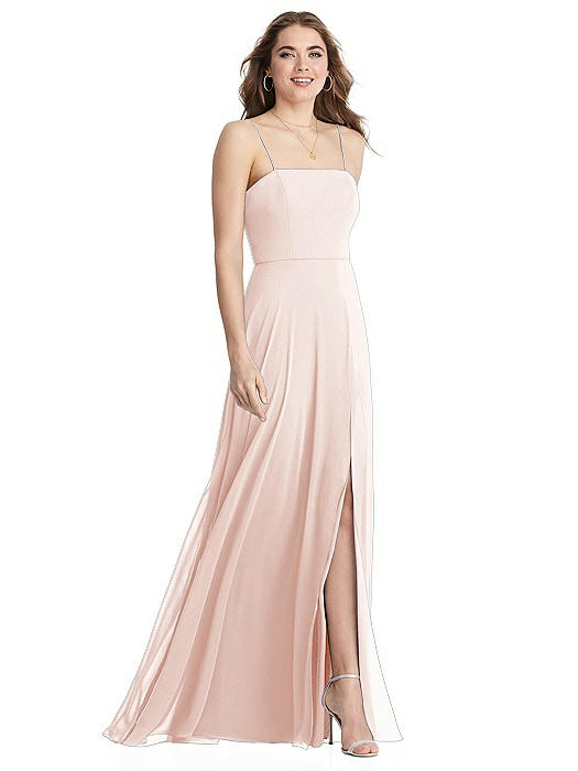 Square Neck Chiffon Maxi Dress with Front Slit - Elliott