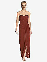 Front View Thumbnail - Auburn Moon Strapless Draped Chiffon Maxi Dress - Lila