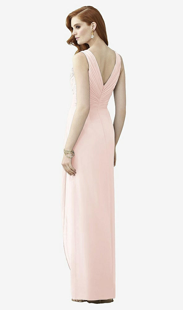 Back View - Blush Sleeveless Draped Faux Wrap Maxi Dress - Dahlia