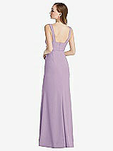 Rear View Thumbnail - Pale Purple Wide Strap Notch Empire Waist Dress with Front Slit