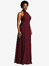 Side View Thumbnail - Cabernet High Neck Halter Backless Maxi Dress