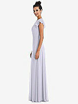 Side View Thumbnail - Silver Dove Flutter Sleeve V-Keyhole Chiffon Maxi Dress