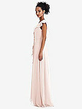 Side View Thumbnail - Blush Ruffle-Trimmed V-Back Chiffon Maxi Dress