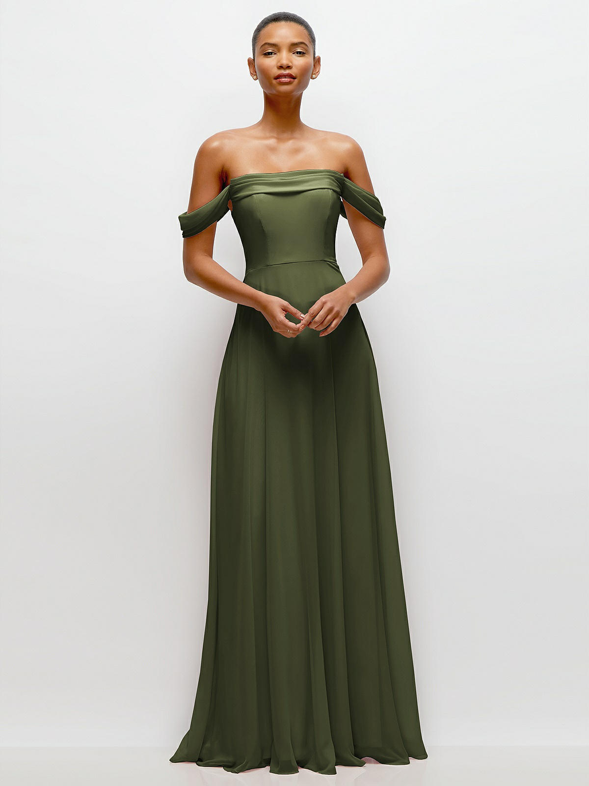 U Neckline Straps Trumpet Olive Green Wedding Guest Dress main image 1