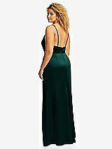 Rear View Thumbnail - Evergreen Cowl-Neck Draped Wrap Maxi Dress with Front Slit