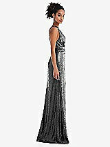 Side View Thumbnail - Stardust Open-Neck Criss Cross Back Sequin Maxi Dress