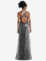 Rear View Thumbnail - Stardust Open-Neck Criss Cross Back Sequin Maxi Dress