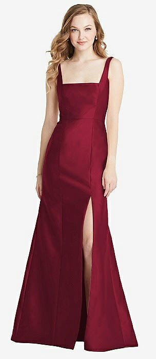 Burgundy Button detail dress 93486 main image 1
