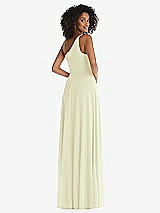 Rear View Thumbnail - Butter Yellow One-Shoulder Chiffon Maxi Dress with Shirred Front Slit