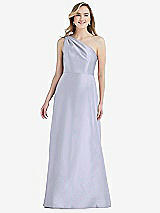 Front View Thumbnail - Silver Dove Pleated Draped One-Shoulder Satin Maxi Dress with Pockets