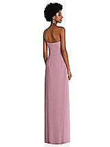 Alt View 4 Thumbnail - Dusty Pink Draped Chiffon Grecian Column Gown with Convertible Straps