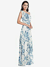 Alt View 2 Thumbnail - Cottage Rose Dusk Blue Draped One-Shoulder Maxi Dress with Scarf Bow