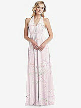 Alt View 5 Thumbnail - Watercolor Print Empire Waist Shirred Skirt Convertible Sash Tie Maxi Dress