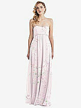 Alt View 6 Thumbnail - Watercolor Print Empire Waist Shirred Skirt Convertible Sash Tie Maxi Dress