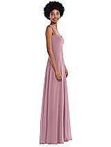 Side View Thumbnail - Dusty Pink Contoured Wide Strap Sweetheart Maxi Dress