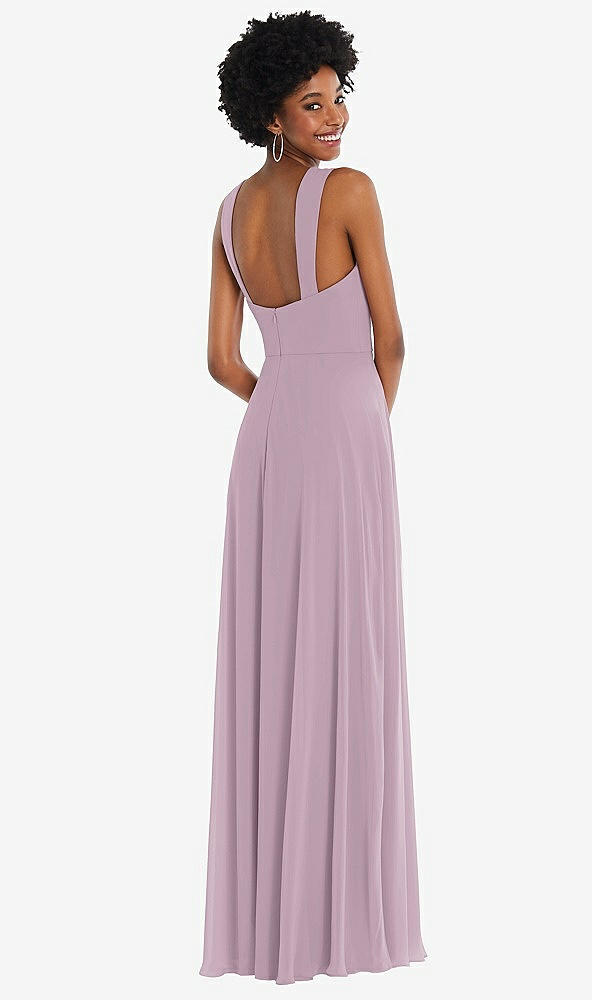 Back View - Suede Rose Contoured Wide Strap Sweetheart Maxi Dress