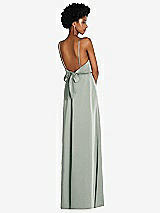 Rear View Thumbnail - Willow Green Low Tie-Back Maxi Dress with Adjustable Skinny Straps